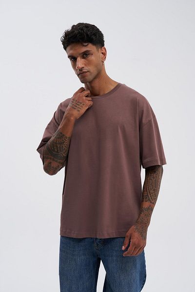 Machinist Men's Basic Super Cotton Oversize Cocoa T-Shirt