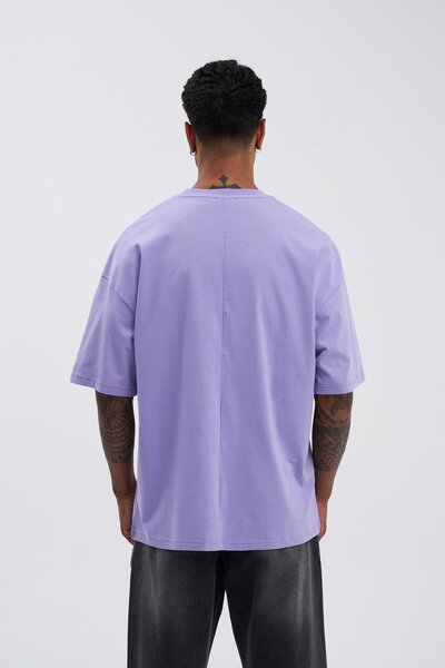 Machinist Erkek Basic Super Pamuklu Oversize Lila Tişört