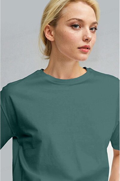Teenage Millionaire Women's Petrol Green Breathable Crew Neck Regular Fit Regular Cut Unprinted Basic T-Sh