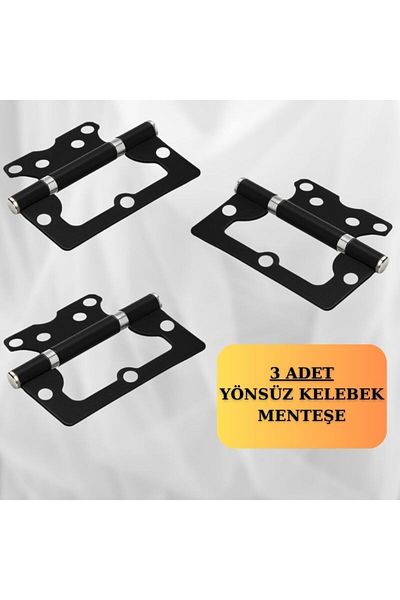 almital mobilya aksesuarları furniture accessories Cerniera Black 3 bucăți balamale uși compatibile pentru interior-exterior, fără direcție, fluture 100x71x38 mm