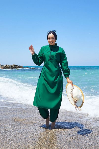 dilber fashion Sports Cut Hijab Swimsuit Set with Bonnet and Bag Gift