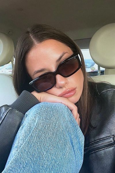 REN EYEWEAR نظارات شمسية مستطيلة سوداء للنساء من فولت - إطار سميك وحماية UV400