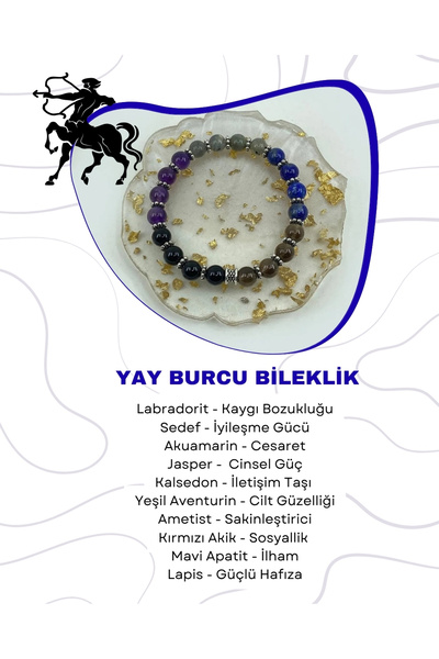 Saff Doğal Taş Yay Burcu Doğal Taş Bileklik 212257