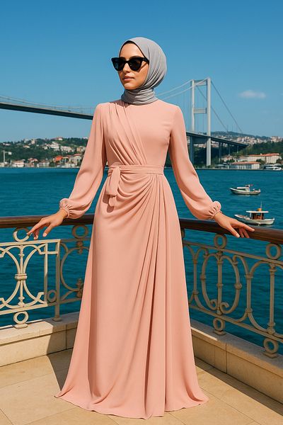 Neva Style ثنى مفصلة مسحوق فستان سهرة حجاب 5711pd