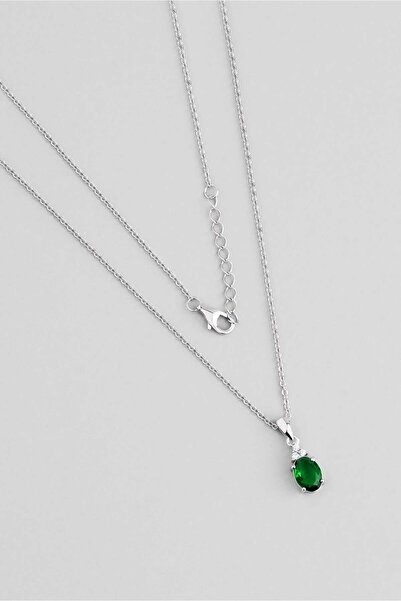 So CHIC... Minimal Renkler 18 Ayar Beyaz Altın Kaplama 45 Cm Gümüş Tektaş Kolye