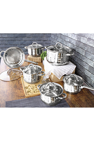 Blaumann 12 Pcs Cookware Set Stainless Steel Pots Jumbo Gourmet Line Induction All Stoves Oven / Dishwasher