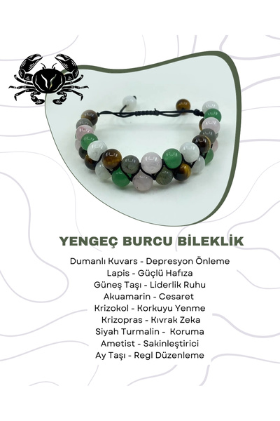 Saff Doğal Taş Cancer Zodiac Natural Stone Macrame Bracelet212216