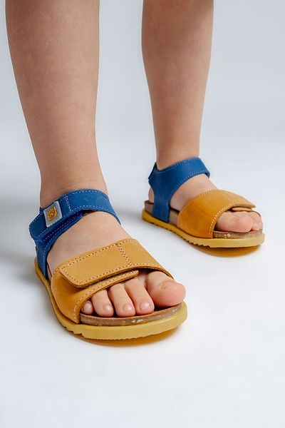 mnpc Unisex Children's Yellow-Sax Genuine Leather Cork Sole Daily Children's Sandals