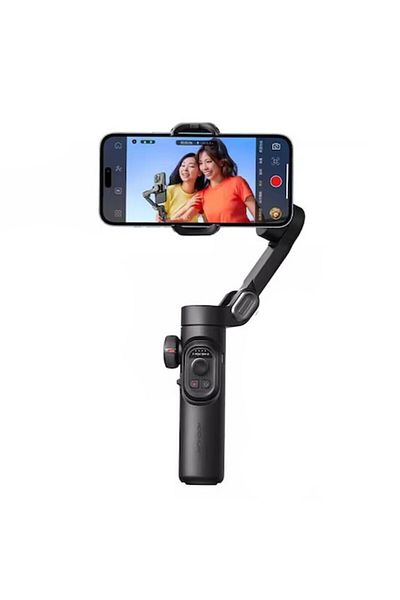 OBRALIX Stabilizator Imagine Telefon, 3 Axe, Bluetooth, Pliabil, Tripod inclus, Negru,