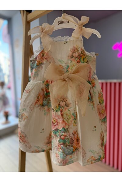 Cumino Kurdele detaylı Kız Çocuk Elbise