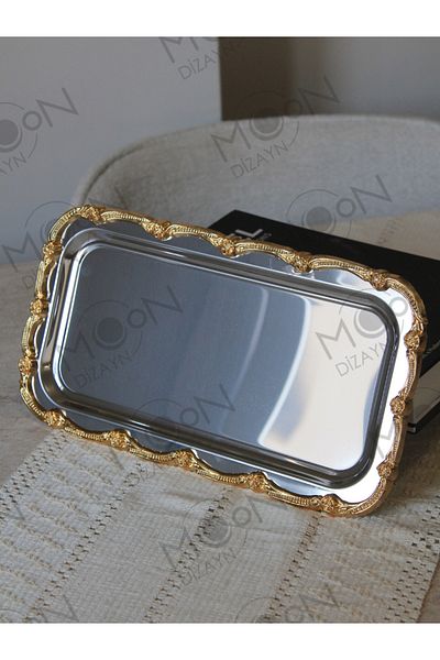 Moon Dizayn Baton Premium Rose Frame Serving Presentation Tray, Luxury Presentation Stand, 1 Piece Coffee Presentation Tray Baton