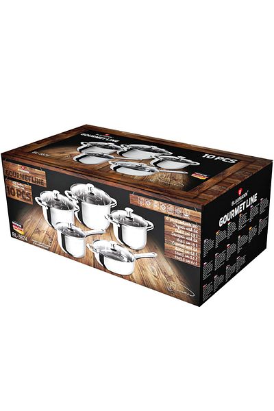 Berlinger Haus 10 Pcs Cookware Set Stainless Steel Pots Shiny Gourmet Line Induction All Stoves Oven/dishwash Safe