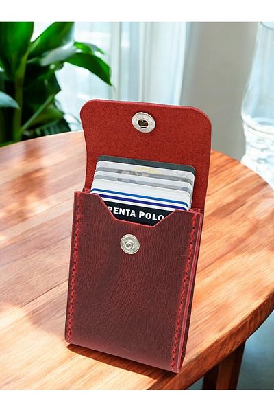 CRONDER Genuine Leather Men's Wallet - Handmade Box Card Holder - Vertical Model