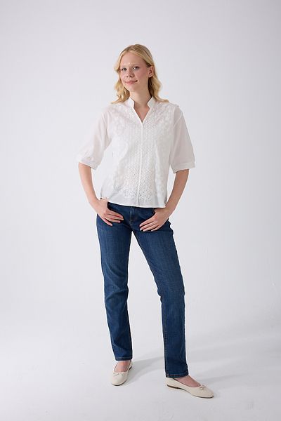 fumel women's clothing Women's Half Sleeve Embroidered Shirt