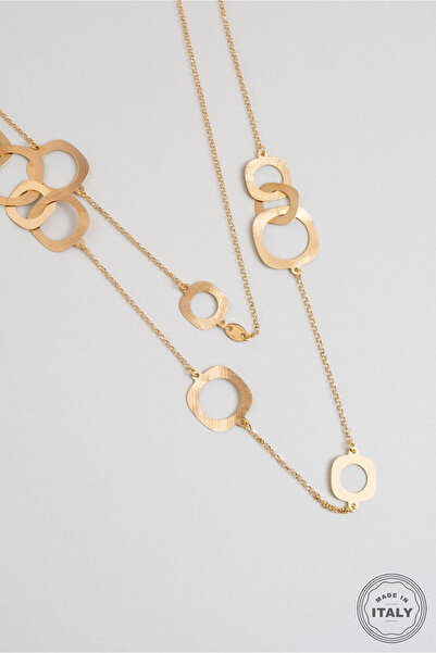 So CHIC... Çöl Güzeli 18 Ayar Sarı Altın Kaplama 80 Cm Gümüş Tasarım Kolye