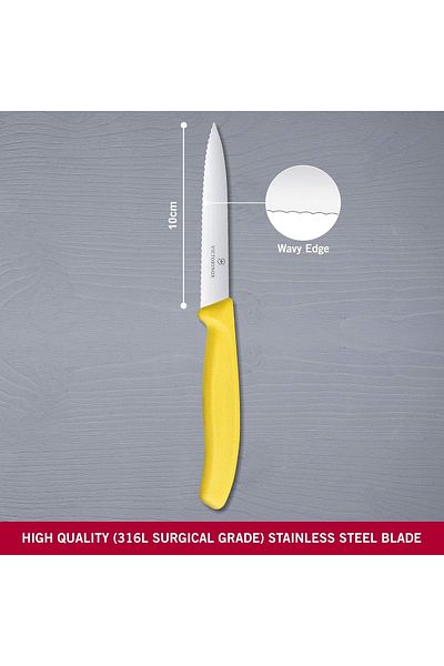 Victorinox Swiss Classic Paring 4" Serrated Blade 5/8" Width at sharp Tip Yellow Handle