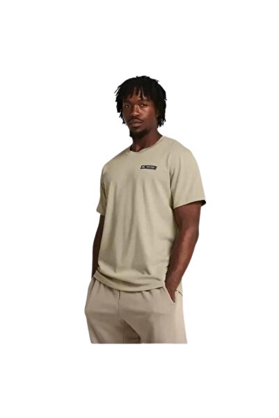 Under Armour Ua Hw Armor Label Ss 1382831-289 Ανδρικό μπεζ μπλουζάκι