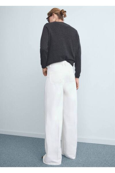MANGO Woman Düğmeli wideleg jean