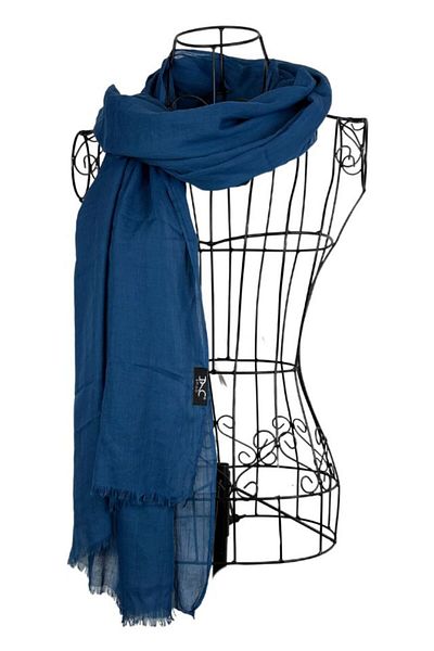 DACSHOP Women's plain scarf 25V, denim blue 180 x 95 cm