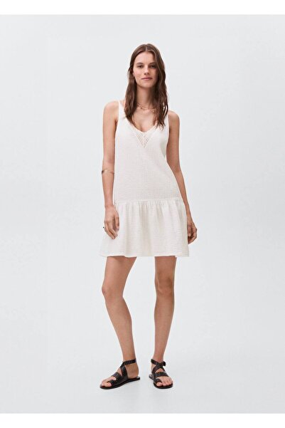 Mango Teen Rochie cu volane din dantela