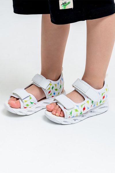 mnpc Boy's White Light-Up Anatomical Lightweight Sports Sandals
