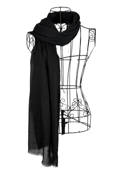 DACSHOP Women's plain scarf 25V, black 180 x 95 cm
