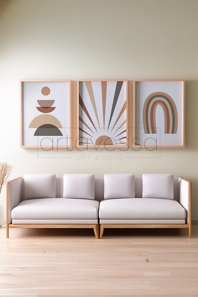 Artavessa Set de pictură cu cadru din lemn brut din 3 piese - Model 5