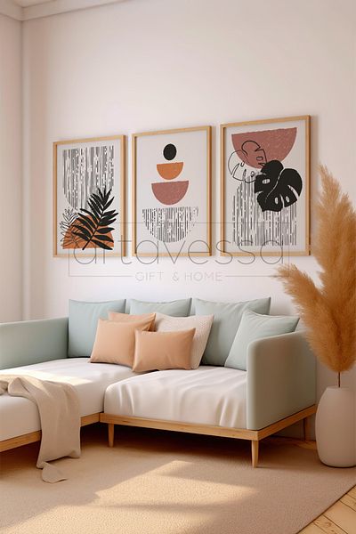 Artavessa Set de pictură cu rame din lemn brut din 3 piese - Model 10