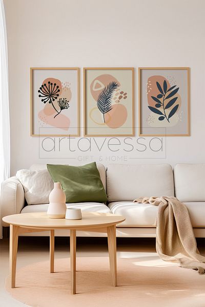 Artavessa Set de pictură cu rame din lemn brut din 3 piese - Model 15