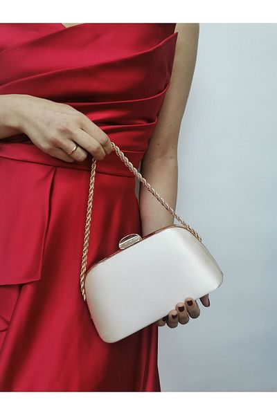NAZART Γυναικείο σατέν γυμνό βραδινό φόρεμα Clutch Portfolio Chain Strap Χέρι γάμου αρραβώνων Νυχτερινή τσάντα ώμου