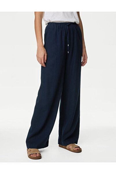 Marks & Spencer Wide Leg Keten Pantolon