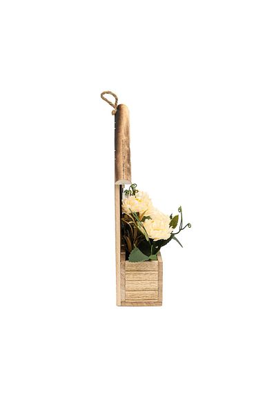 Ella Home Italia Aranjament Din Lemn Cu Flori, Galben, Plastic, 29cm - Galben, Plastic, 29cm