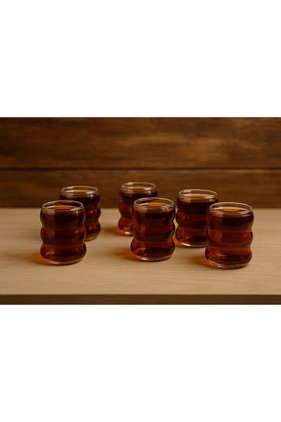 Amentes Set of 6 Borosilicate Glass Coffee Side Water Cups - Mini Size Bead Shaped Grape Model Presentation Cup
