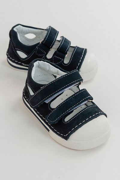 mnpc Unisex Children's Navy Blue Leather First Step Shoes with Orthopedic Support