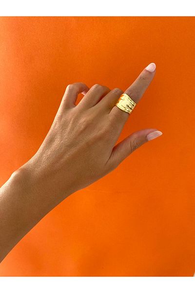 stainless steell Vintage Wide Adjustable Gold Ring