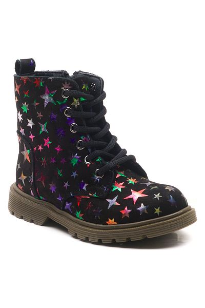Minipicco Mnpc Girl's Black Leather Orthopedic Supported Children's Boots