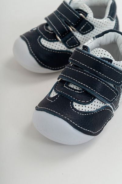 mnpc Unisex Children's Navy Blue Leather First Step Shoes with Orthopedic Support