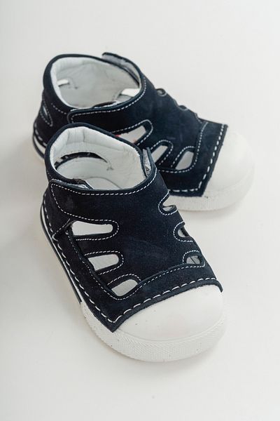 mnpc Unisex Children's Navy Blue Leather First Step Shoes with Orthopedic Support