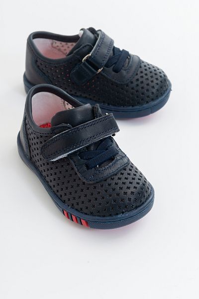 mnpc Unisex Children's Navy Blue Leather First Step Shoes with Orthopedic Support