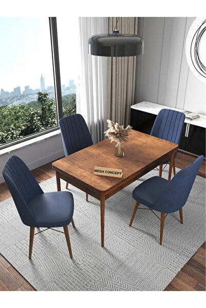 MEDA CONCEPT 4 Kişilik Sabit Masa Sandalye Takımı 70x110 Cm Mutfak Masası Tak...
