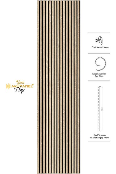 Akupanel Flex 60x245 cm Meşe Renk Akustik Ahşap Duvar Paneli