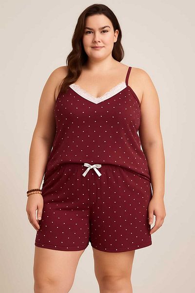 MODA Women's Plus Size Drawstring Top and Shorts Bottom Pajamas - Loose Fit - Sizes in Product Description