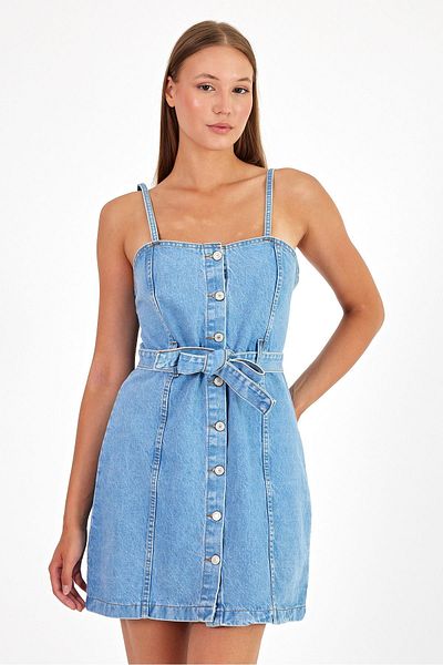 MADAME MELEK Rochie de blugi din denim - cu bretele