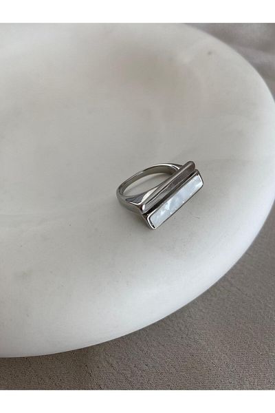 stainless steell خاتم فضة مستطيل قابل للتعديل من الفولاذ
