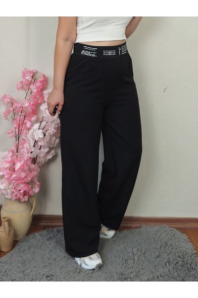 GAMZE ALPTEKİN Imported Fabric Elastic Waist Palazzo Trousers