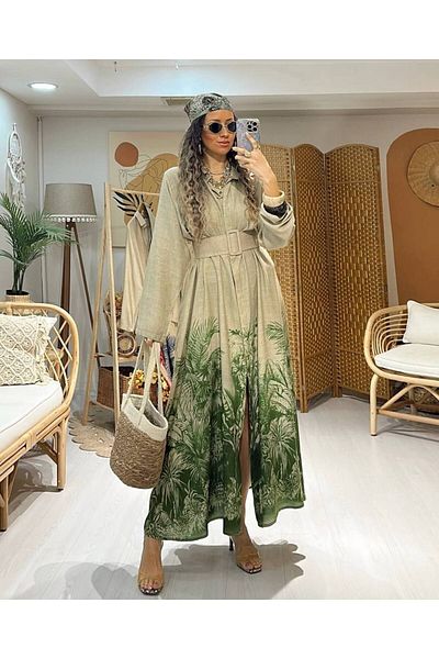 GAMZE ALPTEKİN Rochie Florală Picasso Bej