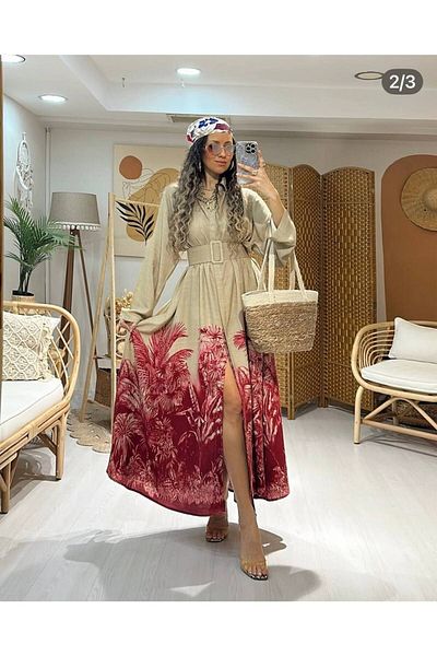 GAMZE ALPTEKİN Picasso Floral Dress Beige