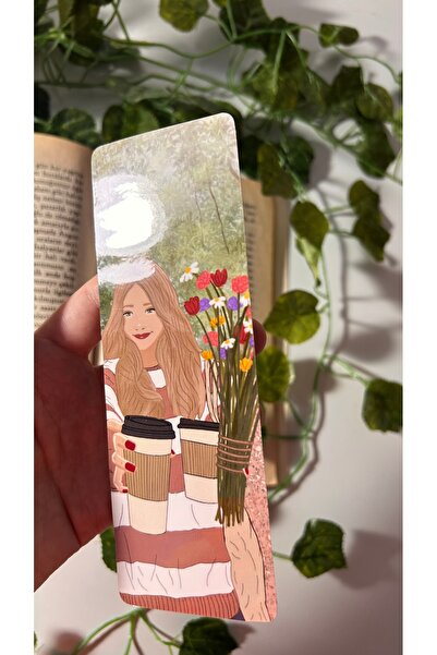 Handeto Kraft Semn de carte cu tematică cafea și flori 5 X15 Cm Acoperire cu ...