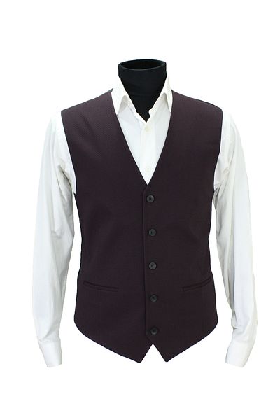 MENTOR REGALO Men's Vest V-Neck Burgundy Patterned 50605