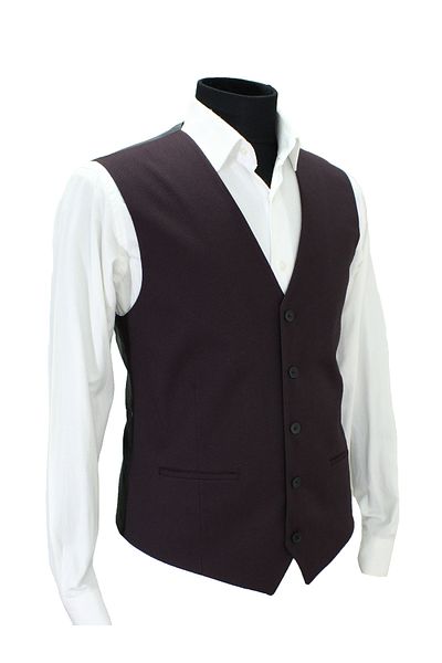 MENTOR REGALO Men's Vest V-Neck Burgundy Patterned 50605